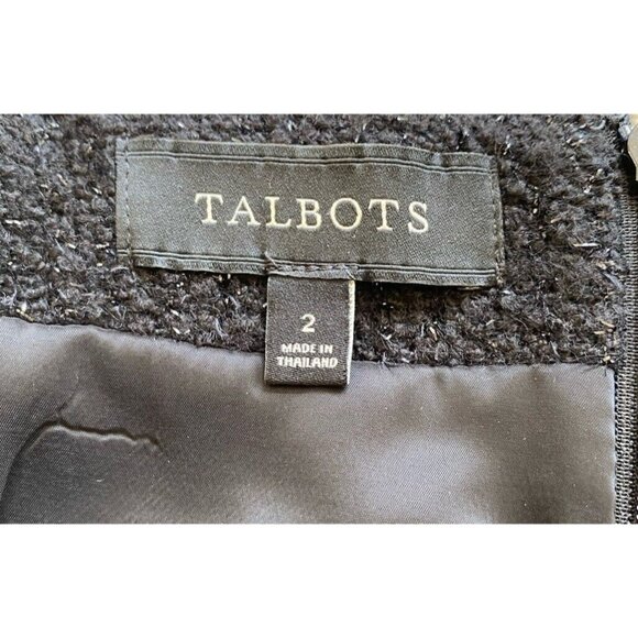 Talbots Womens Wool Blend Black Shimmer Party Cocktail Mini Skirt Lined Size 2 - Picture 3 of 4